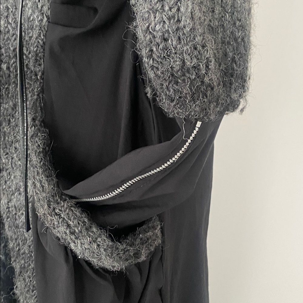 Zone Bleue Paris Black & Grey Ruffled Knit & Cotton Jacket Sz S Artsy Lagenlook - Picture 9 of 12